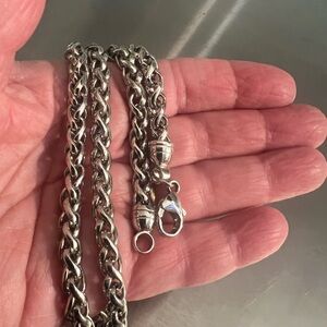 Uni-sex Sterling Silver 18” Very Heavy Braided Chain with Lobster Claw Clasp